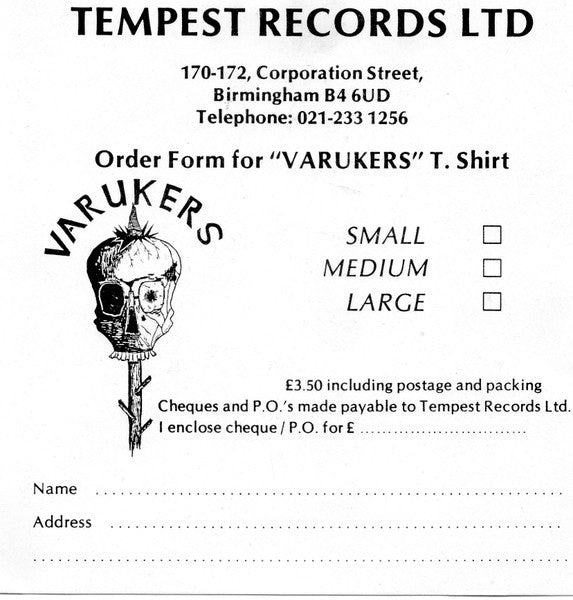 VARUKERS, THE (ザ・ヴァルカーズ)  - I Don't Wanna Be A Victim! (UK オリジナル 7"+Tシャツ注文用インサート、PS)