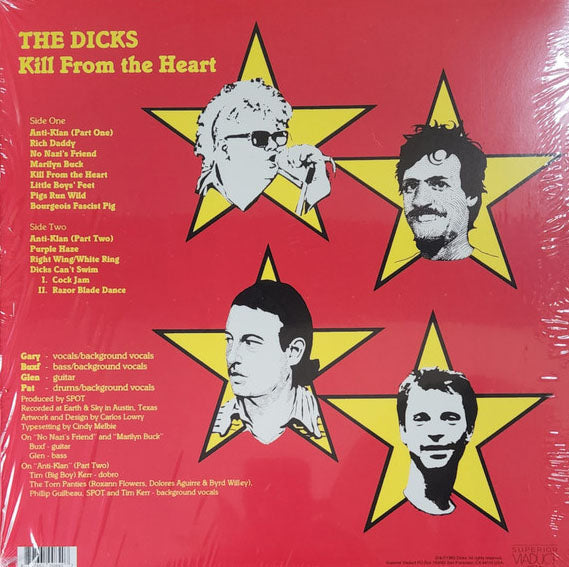 DICKS, THE (ザ・ディックス)  - Kill From The Heart (US 正規再発「限定クリアレッドヴァイナル」LP/ New) '83年ファーストアルバム！