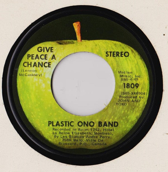 JOHN LENNON (PLASTIC ONO BAND) (ジョン・レノン (プラスチック・オノ・バンド)  - Give Peace A Chance (US オリジナル 7"+光沢ソフト紙ジャケ/演者名ラベ下部プリント)