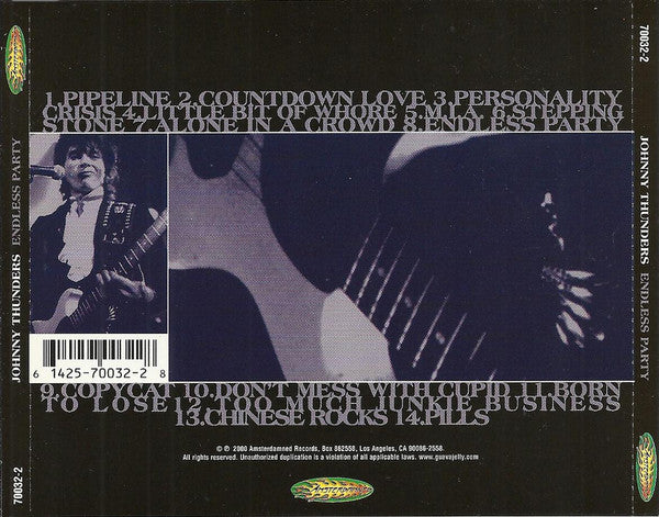 JOHNNY THUNDERS (ジョニー・サンダース )  - Endless Party (US 限定プレス再発 CD/ New) ライブコレクション !
