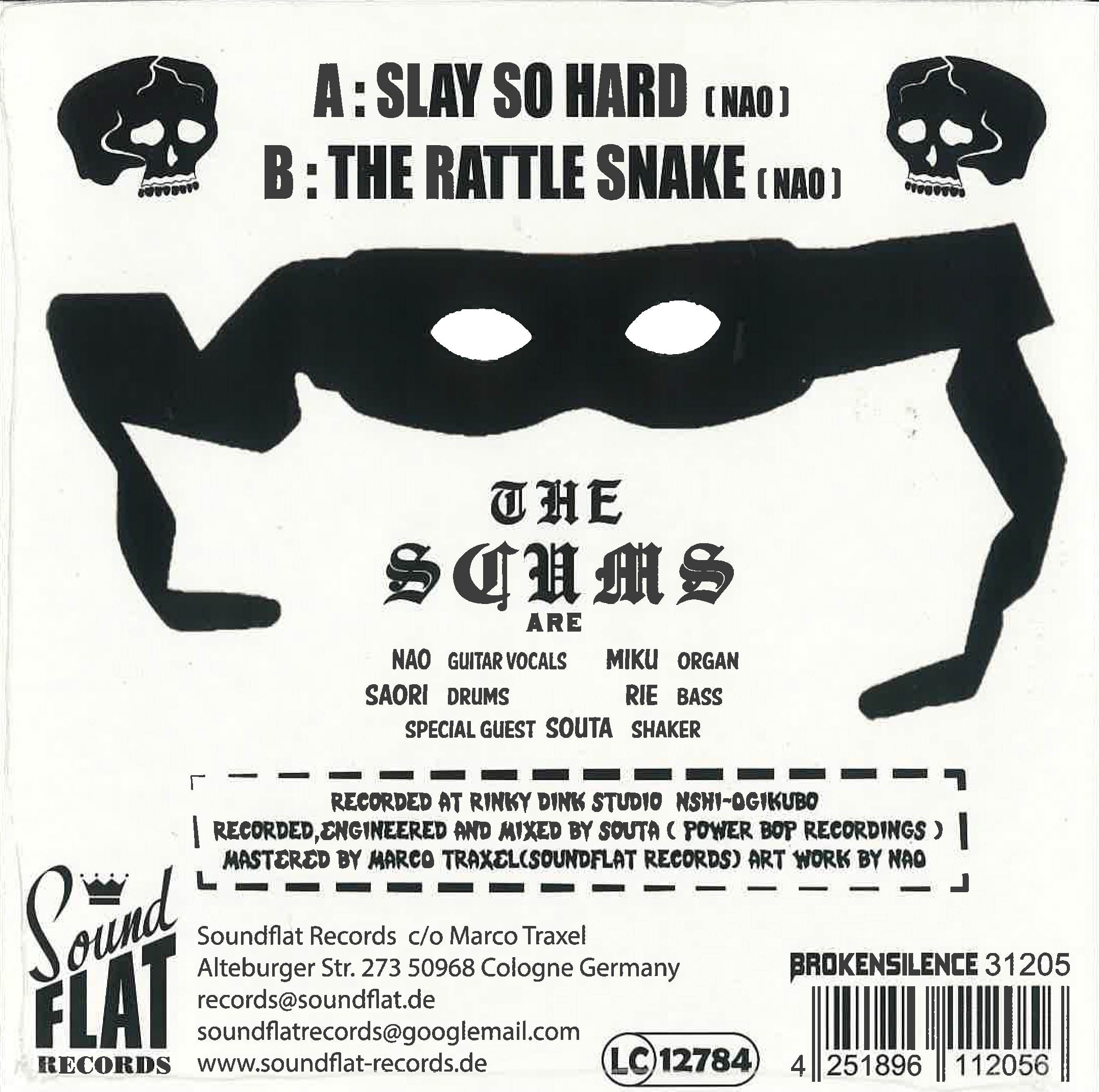 SCUMS, THE  (ザ・スカムズ = ストンピン・リフラフズ」の変名バンド!?)  - Slay So Hard / The Rattle Snake (German 「日本国内流通分500枚限定」ジャケ付き 7"/New ) ※日本全国送料¥300にて発送可！
