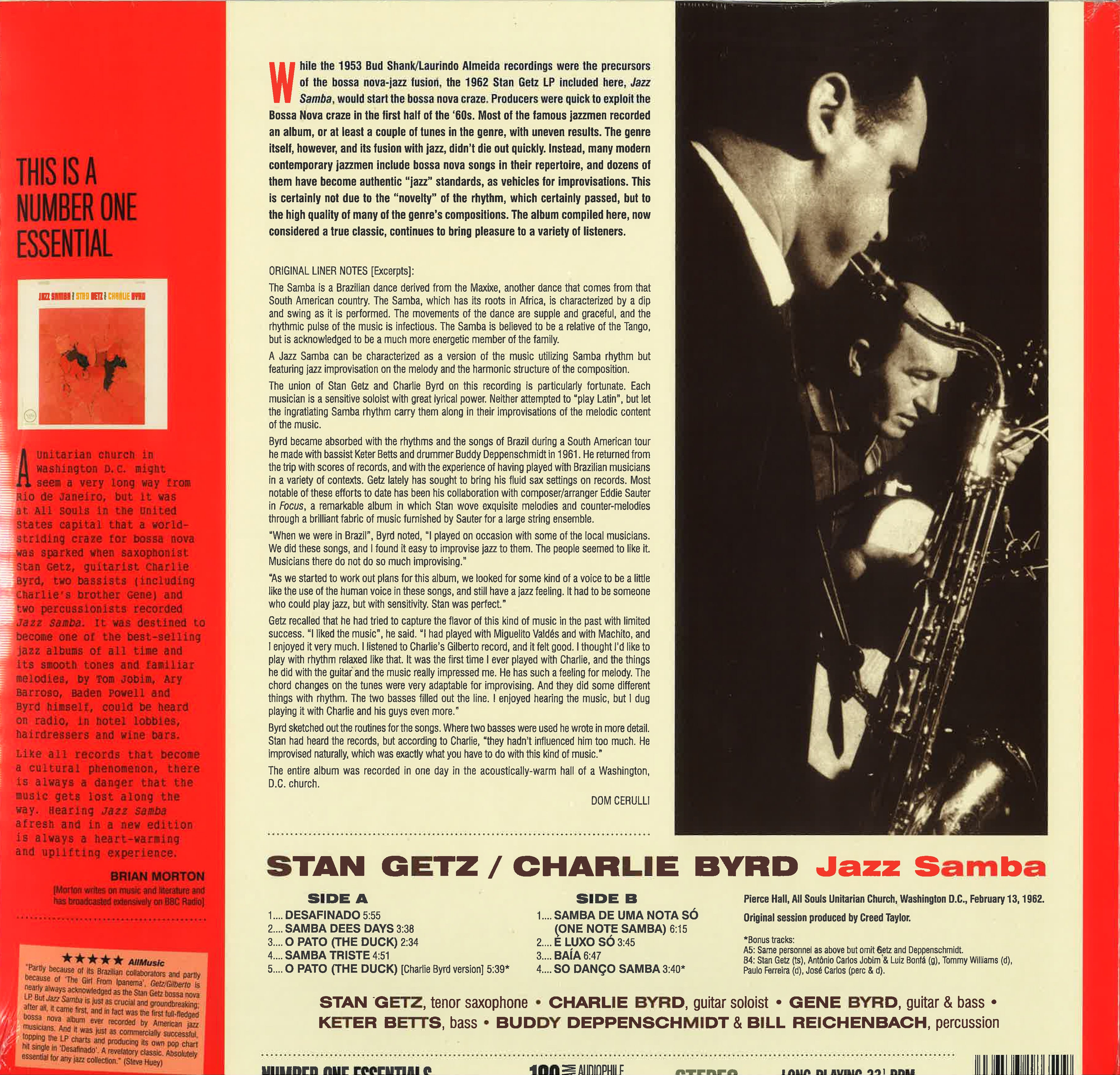STAN GETZ / CHARLIE BYRD (スタン・ゲッツ / チャーリー・バード)  - Jazz Samba (EU 限定復刻ボーナス入り再発「黒盤」180g LP/New) '62年共演ボサノヴァ大名作！