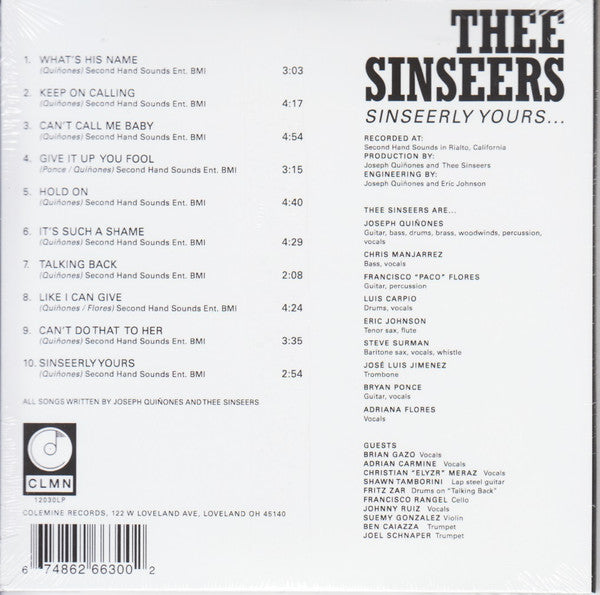 SINSEERS, THEE  (ジー・シンシアーズ)  - Sinseerly Yours (US  限定見開き紙ジャケCD /New) チカーノソウル界騒然'24年デビューアルバム！