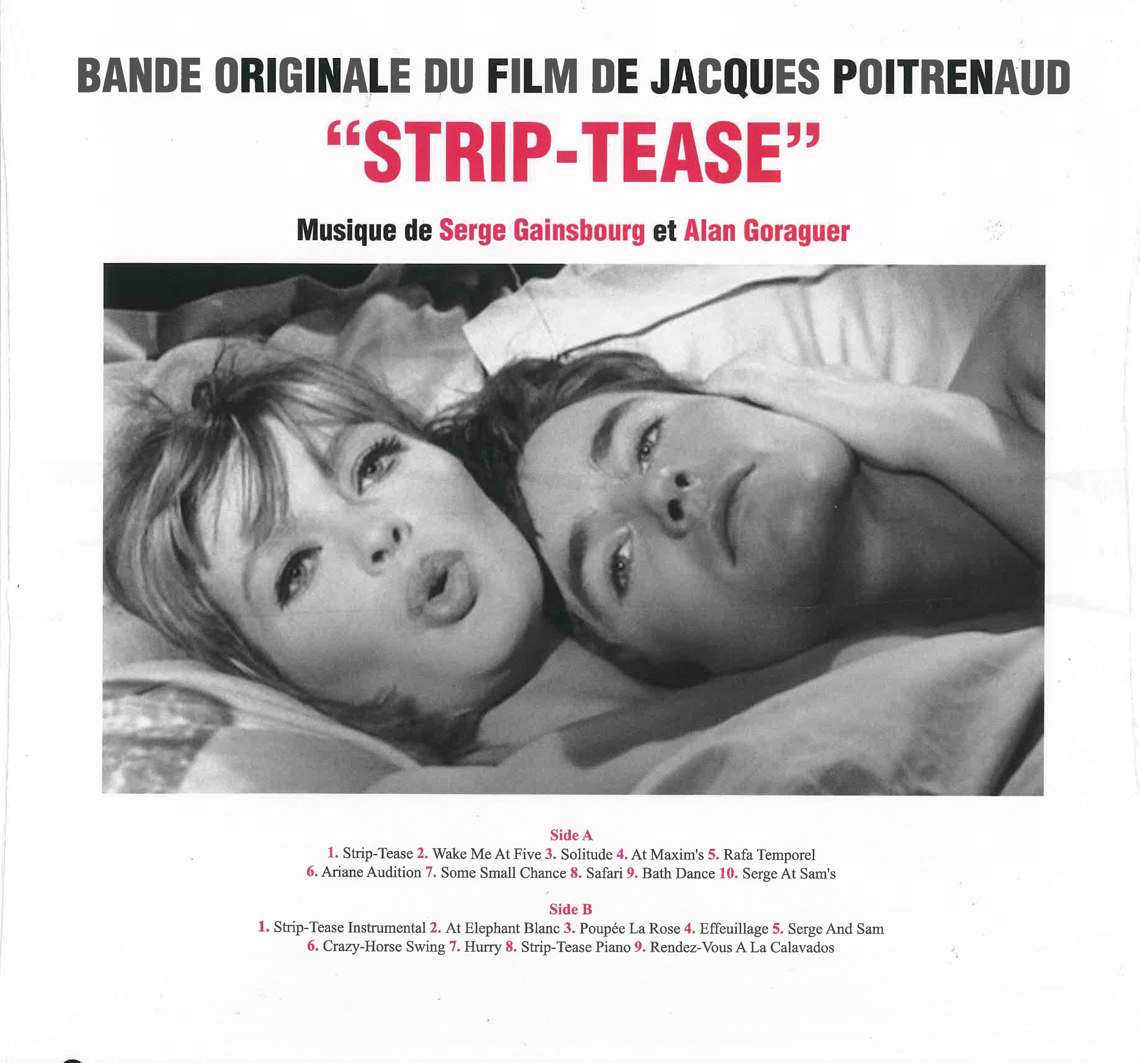 SERGE GAINSBOURG / ALAIN GORAGUER (サントラ：セルジュ・ゲンズブール & アラン・ゴラゲール)  - Strip-Tease (EU 限定再発「カラー VINYL」LP/New) ニコ主演'63年仏映画「ストリップ・ティーズ」のサントラ