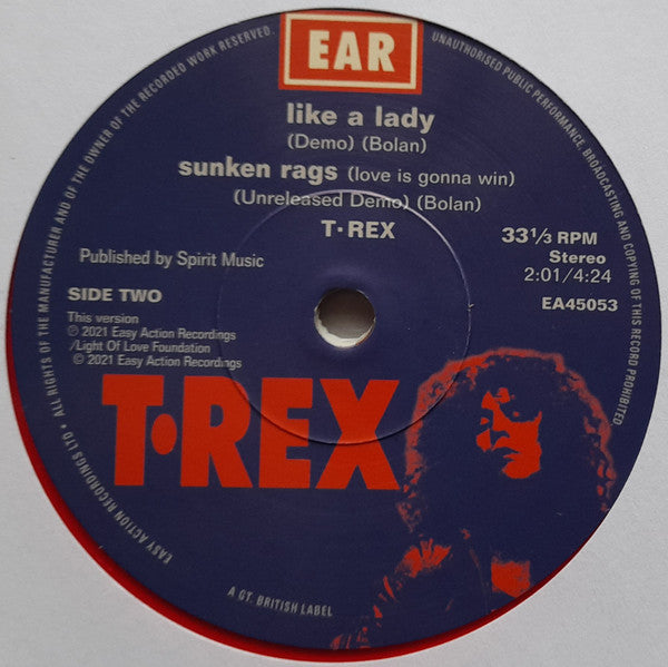 T.REX (T.レックス)  - Metal Guru (Demo) + 3  (UK 正規限定ジャケ付き「赤盤」33回転4曲入り7インチEP /New) スタジオ録音別バージョン集！