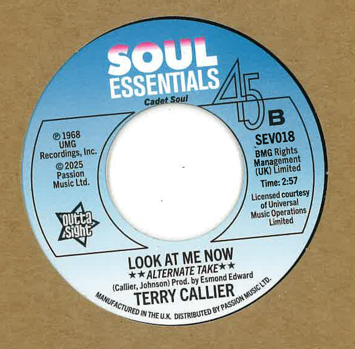 TERRY CALLIER (テリーキャリアー)  - Look At Me Now (UK 限定再発7インチ・シングル/New）シカゴ・ノーザン名曲！