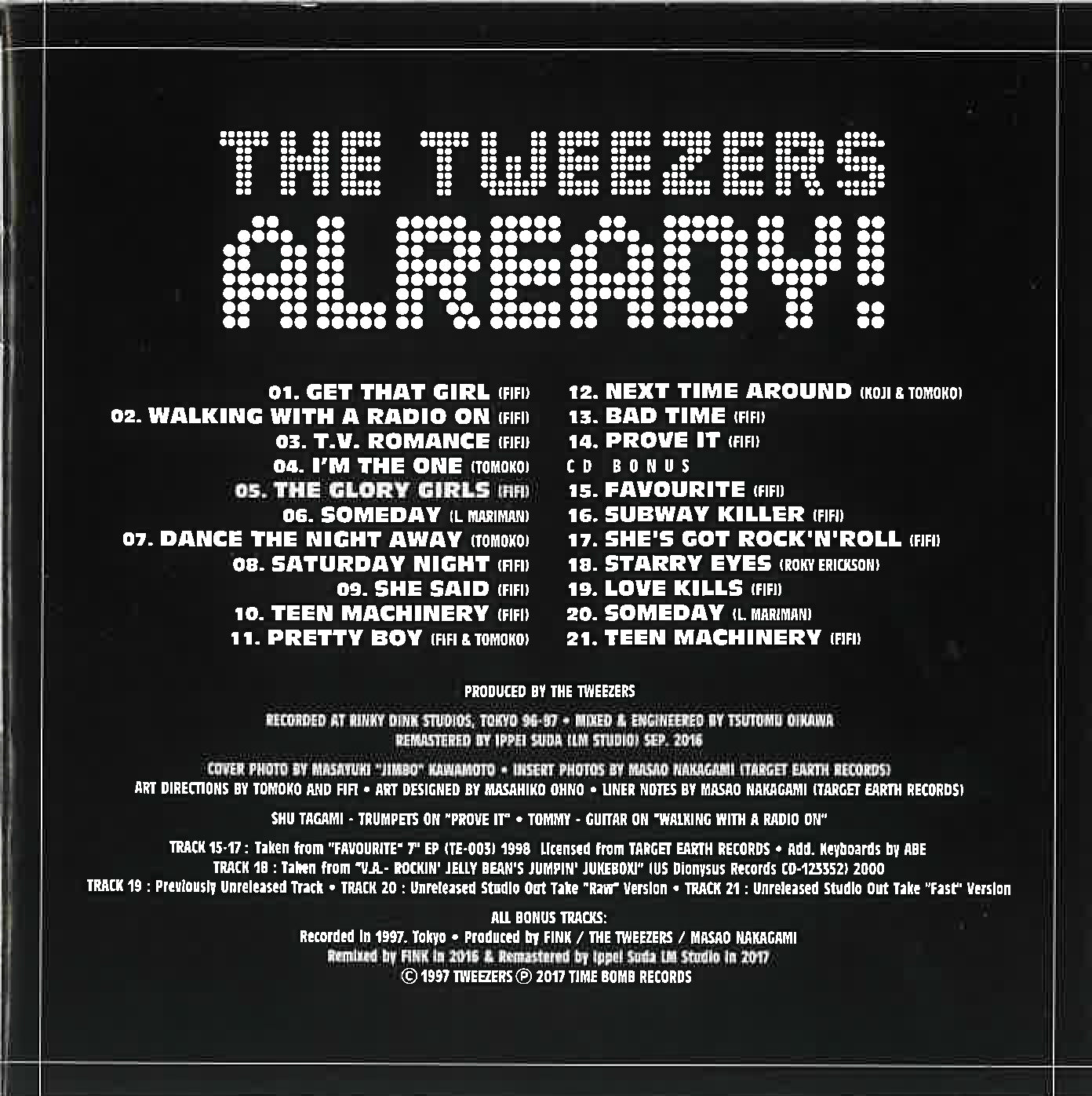 TWEEZERS (トゥイーザーズ)  - ALREADY  (Japan タイムボム  限定ボーナス入りリマスター再発「見開き厚紙ジャケ」CD/New) '97年伝説のデビュー・アルバム