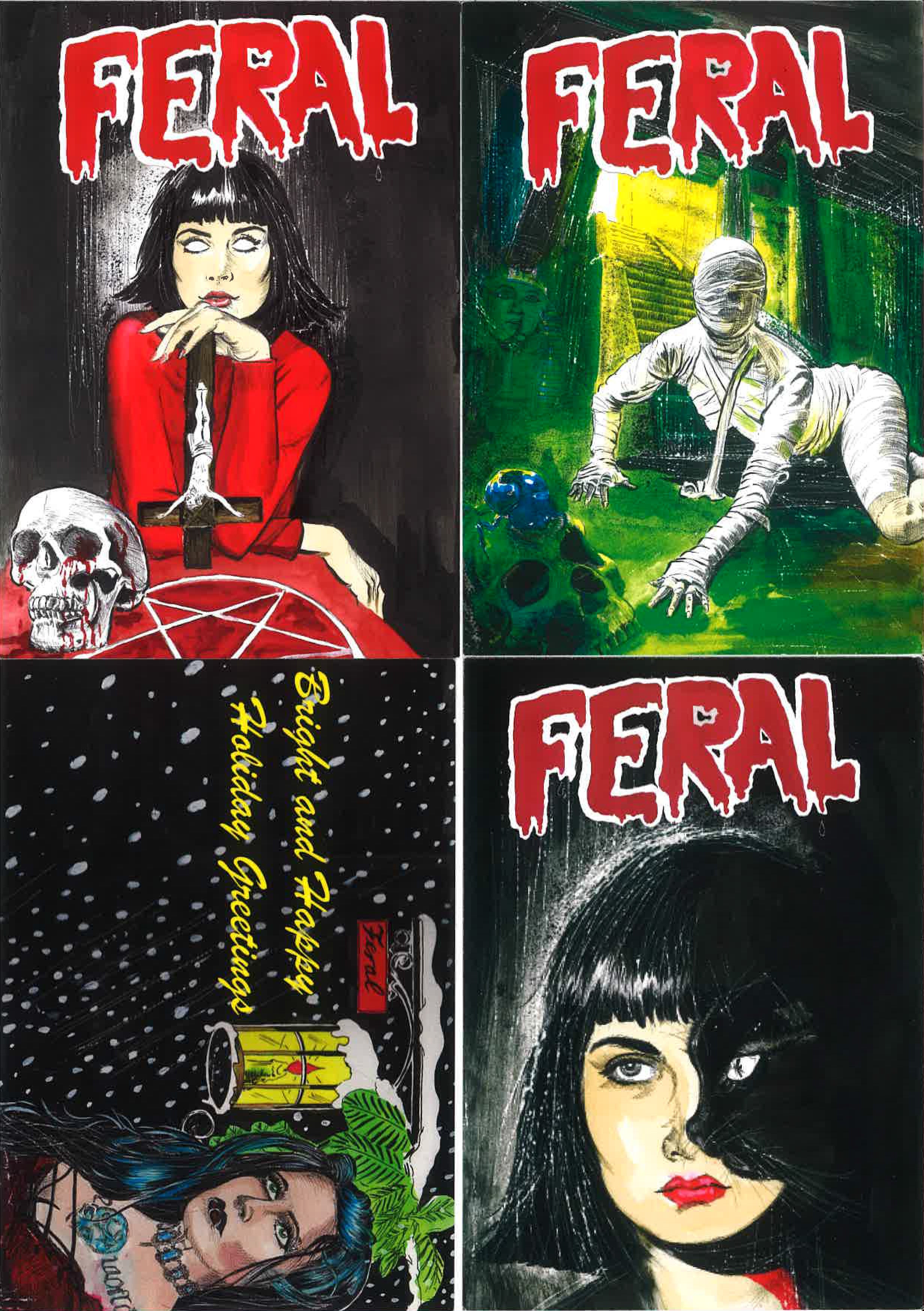 V.A. (大阪悩殺ガールズ・ガレージ・トリオ「ザ・ゴー・デヴィルズ」収録ホラー・コンピ)  - Feral Horror Sounds Vol.1 (ドイツ限定プレス「赤盤」10インチ LP+4種ポストカード/ New）