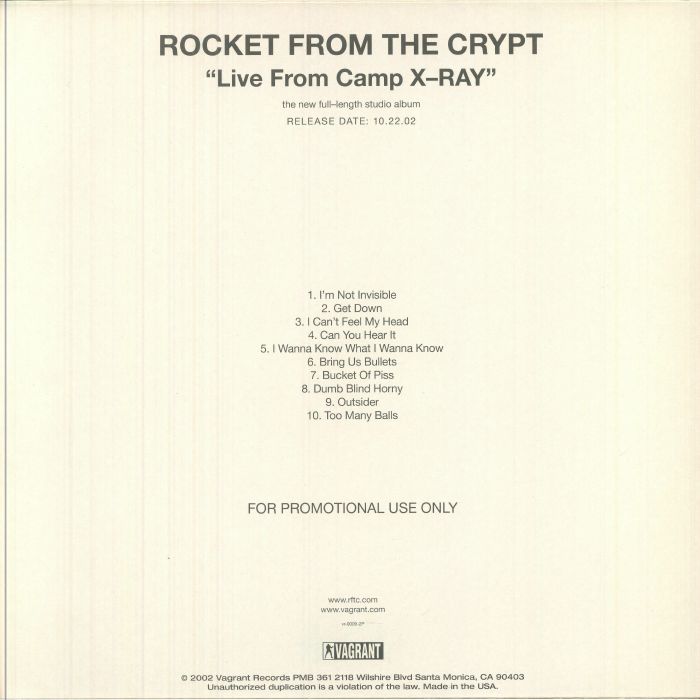 ROCKET FROM THE CRYPT (ロケット・フロム・ザ・クリプト)  - Live From Camp X-Ray (EU 限定リプロ再発 LP/NEW) '02年7th&ラストアルバム