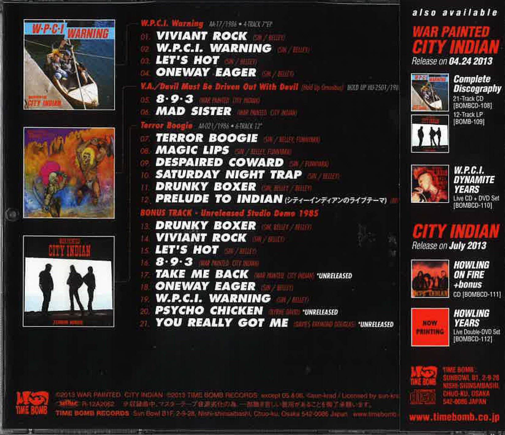 WAR PAINTED CITY INDIAN  (ウォー・ペインテッド・シティ・インディアン) - Complete Discography (Japan タイムボム  限定 CD/New) 関西ハードコア・レジェンド全21曲入りコンピ！