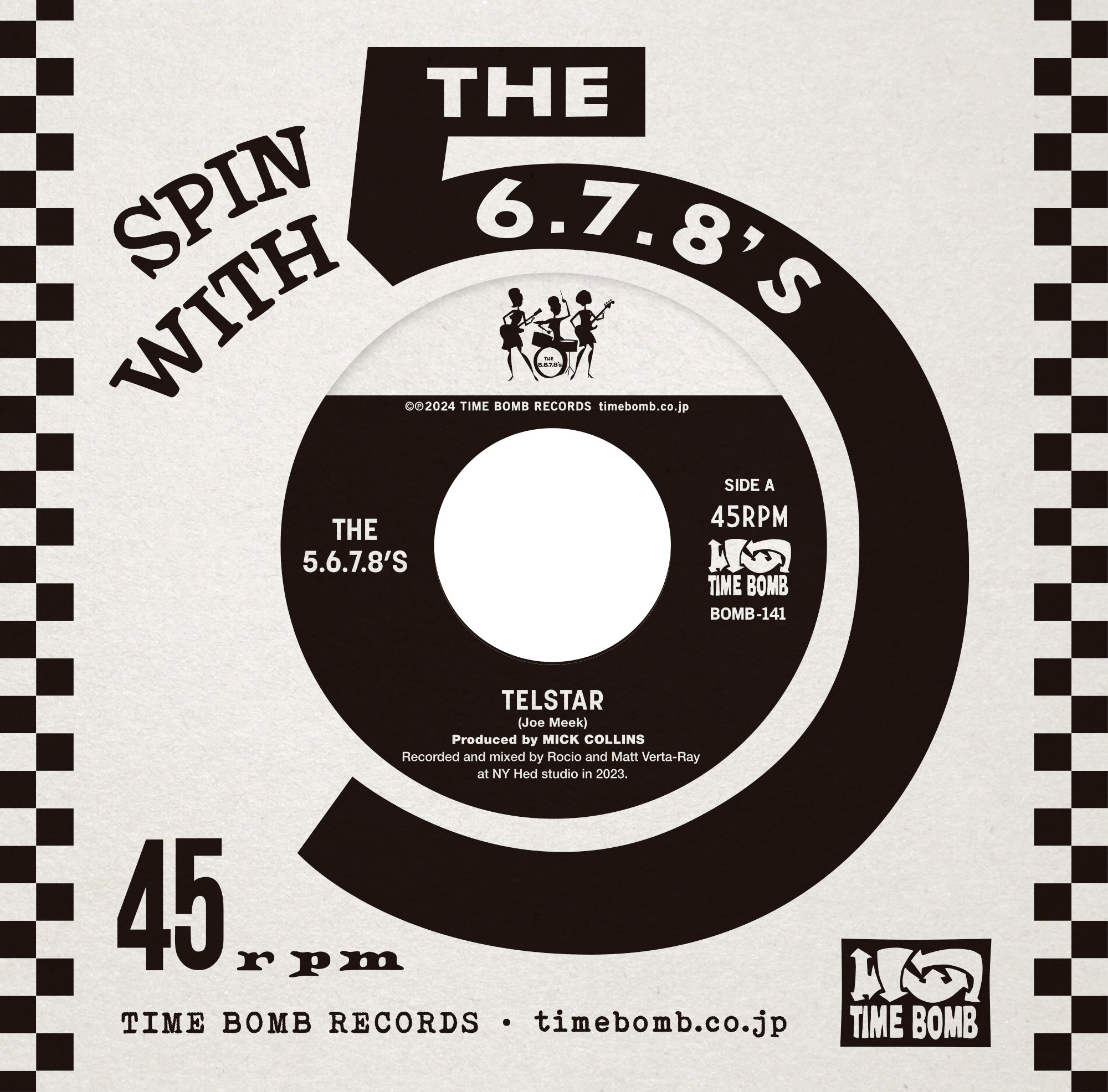 5.6.7.8’S , The  (ザ・ファイブ・シックス・セブン・エイツ)  - Telstar / Radium Girls  (Japan タイムボム  500枚限定海外ツアー販売用再発「クリア盤」 ジャケ付き 7インチ /New)