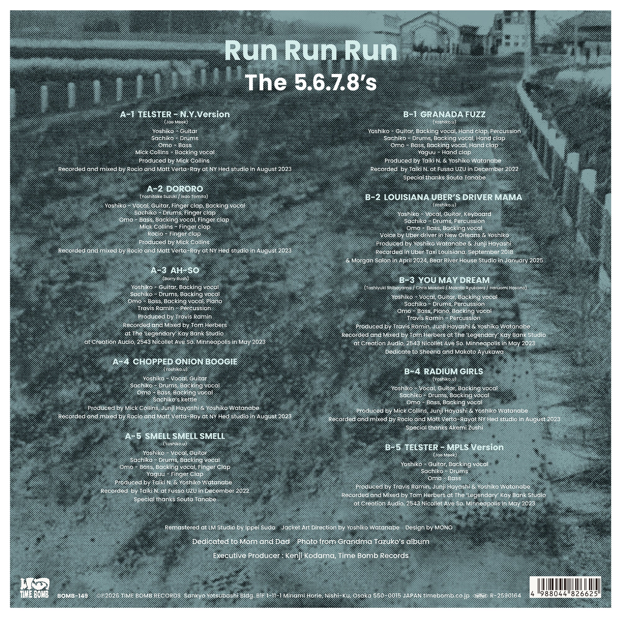 5.6.7.8’S , The  (ザ・ファイブ・シックス・セブン・エイツ)  - Run Run Run (Japan タイムボム  500枚限定再発「ジャケ色違い（ブルー）」 LP) 結成40周年'26年新作アルバム！26.7/31（金）発売