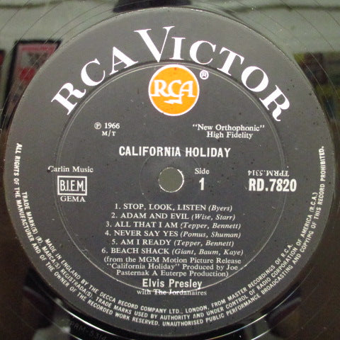 ELVIS PRESLEY (エルヴィス・プレスリー)  - California Holiday (Spinout) (UK初回オリジナル「レッド・スポット黒ラベ」モノラル LP/表面コーティング・ジャケ) '66年主演映画「カリフォルニア万才」サントラ
