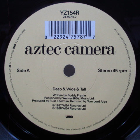 AZTEC CAMERA-Deep & Wide & Tall (UK Reissue.7 "/ Roddy Frame PS)