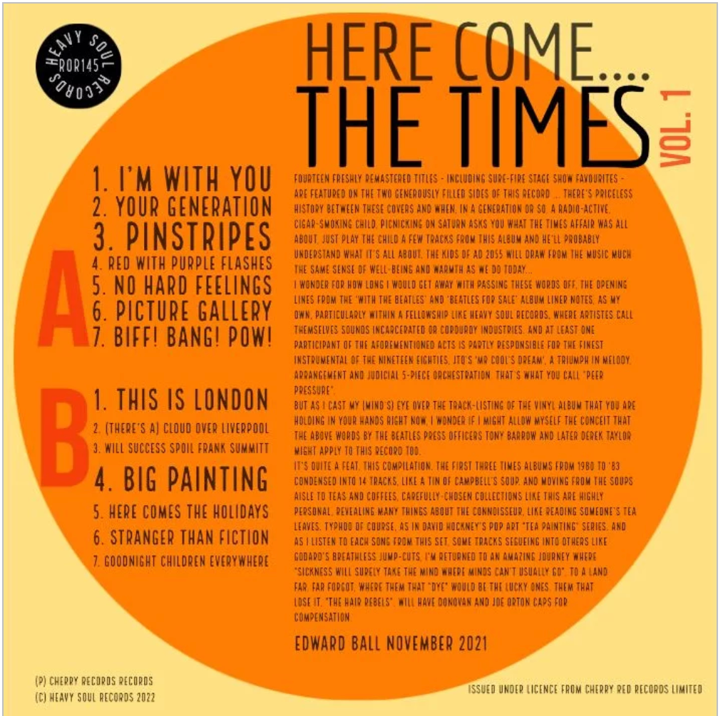 TIMES, THE (ザ・タイムス) - Here Come Vol.1 (UK Limited LP/ New)