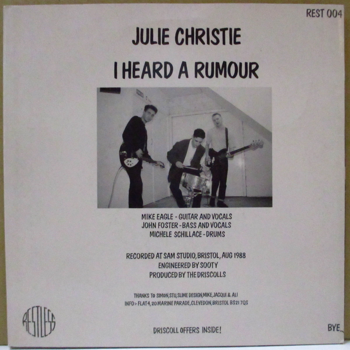 DRISCOLLS, THE (ザ・ドリスコールズ)  - Julie Christie (UK オリジナル 7インチ＋光沢固紙ジャケ)