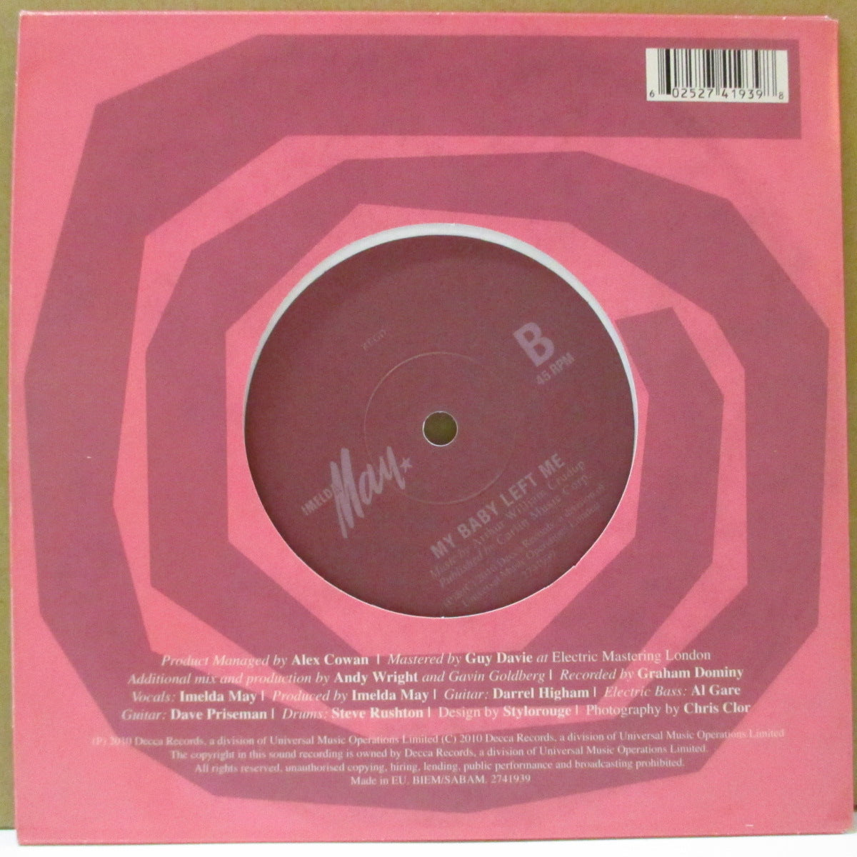 IMELDA MAY (イメルダ・メイ)  - Psycho (EU 限定ホワイトヴァイナル 7"/ナンバリング入りダイカットジャケ)