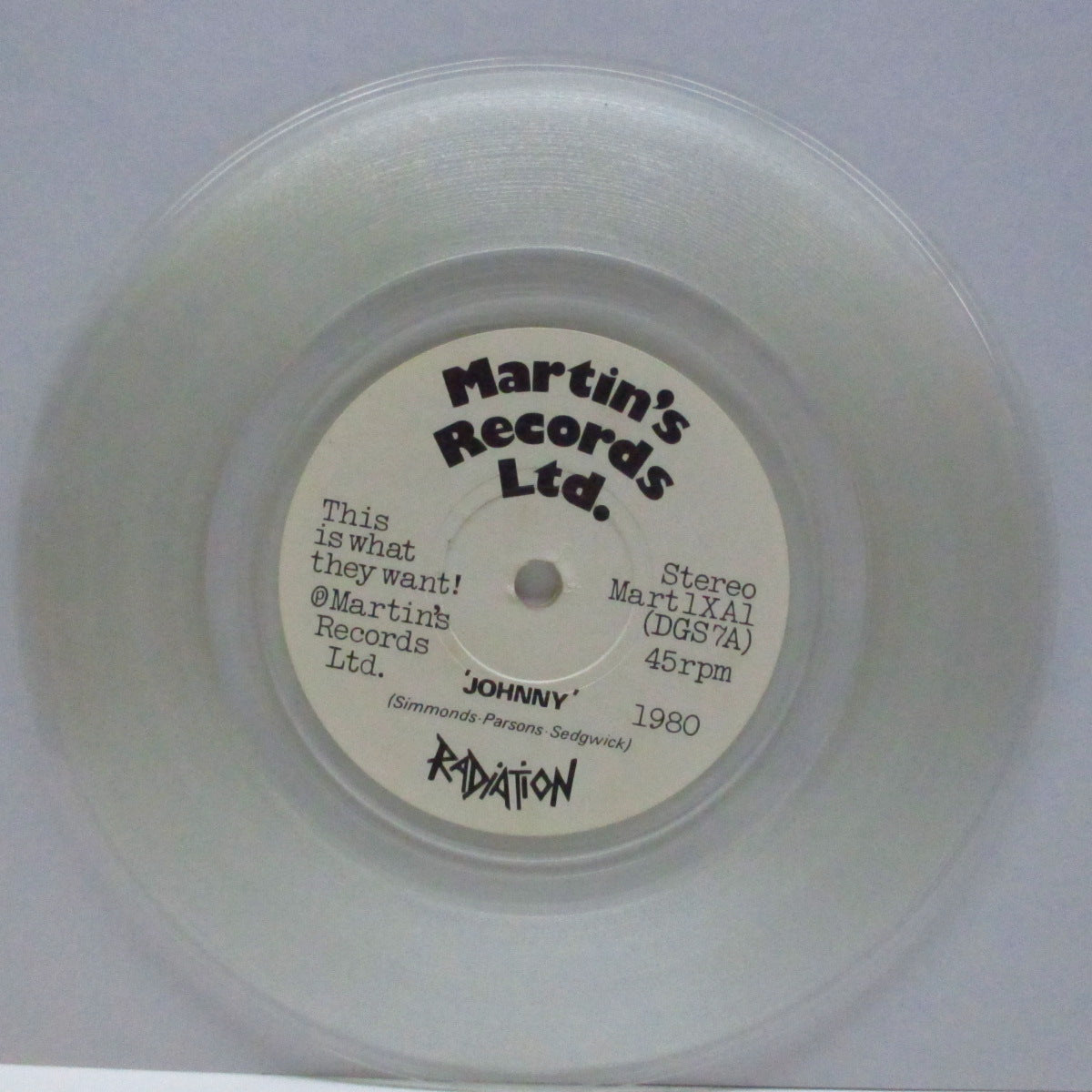 RADIATION - Johnny (UK Ltd.Clear Vinyl 7")