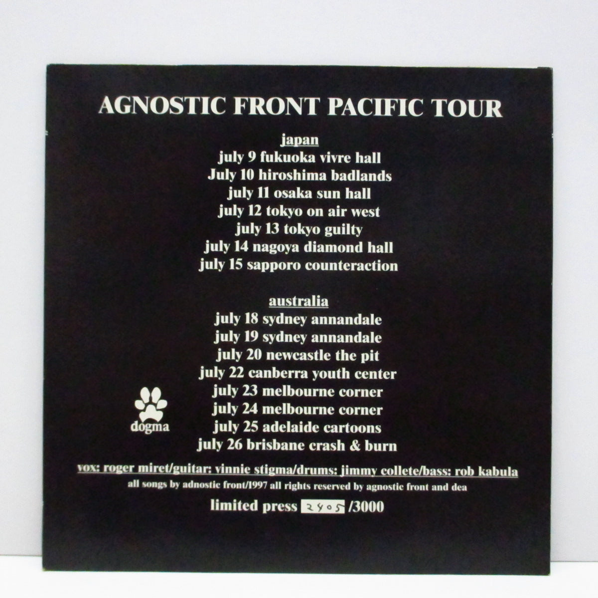AGNOSTIC FRONT (アグノスティック・フロント)  - Do Or Die / Rage (Japan 3,000 Ltd.Numbered Blue Vinyl 7")