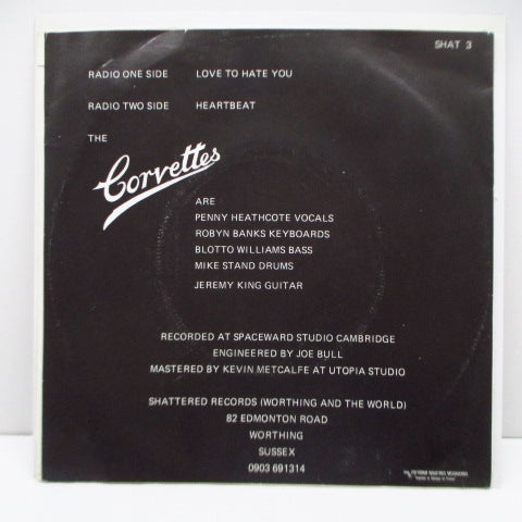 CORVETTES, THE (ザ ・コルヴェッツ) - Love To Hate You  (US オリジナル 7"+マットソフト紙ジャケ) 英ブライトンの女性 Vo.ニューウェーブ！