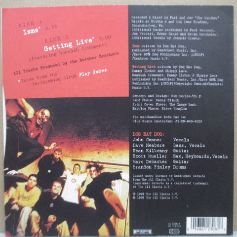 DOG EAT DOG (ドッグ・イート・ドッグ) - Isms / Getting Live (Dutch 限定ピクチャー 7インチ+レアステッカー付きマット固紙ジャケ)