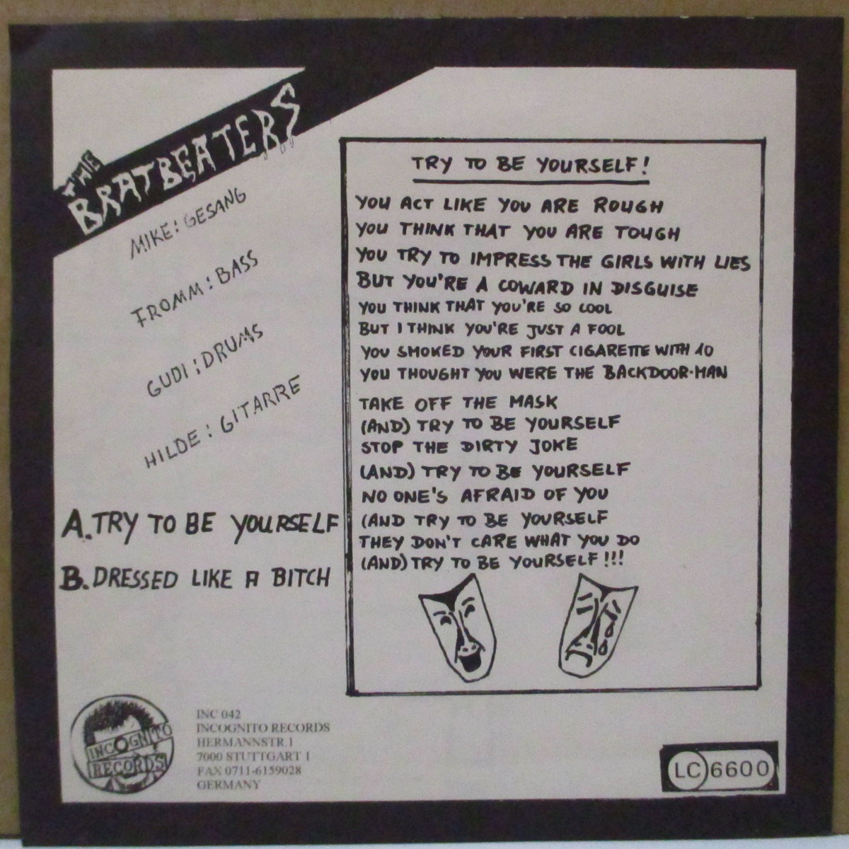 BRATBEATERS, THE (ブラットビーターズ)  - Try To Be Yourself (German 333 Ltd.7"+Numbered PS)
