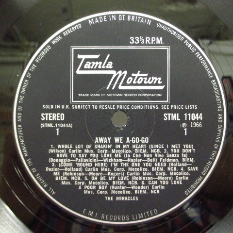MIRACLES (SMOKEY ROBINSON & THE) (スモーキー・ロビンソン＆ザ・ミラクルズ) - Away We A Go-Go (UK Orig.STEREO LP/CFS)
