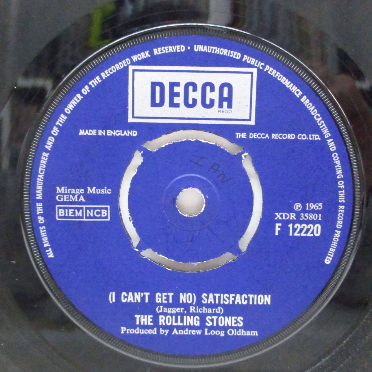 ROLLING STONES (ローリング・ストーンズ)  - (I Can't Get No) Satisfaction (UK 60's 再発「ラウンドセンター#1」7"+カンパニースリーブ)