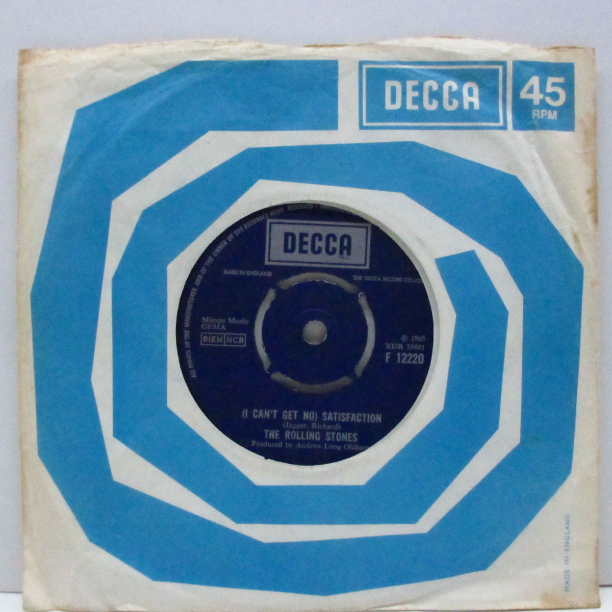 ROLLING STONES (ローリング・ストーンズ)  - (I Can't Get No) Satisfaction (UK 60's 再発「ラウンドセンター#1」7"+カンパニースリーブ)