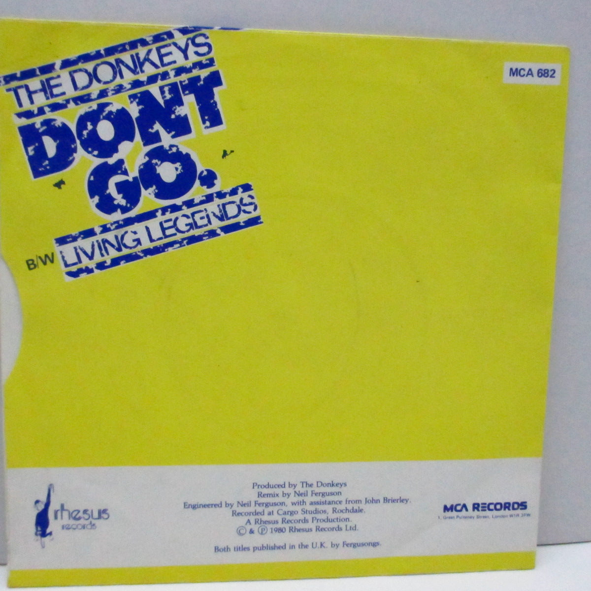 DONKEYS, THE (ザ ・ドンキーズ)  - Don't Go (UK '81再発 7"+マット・ソフト紙ジャケ/MCA 682) 名作サードシングル！