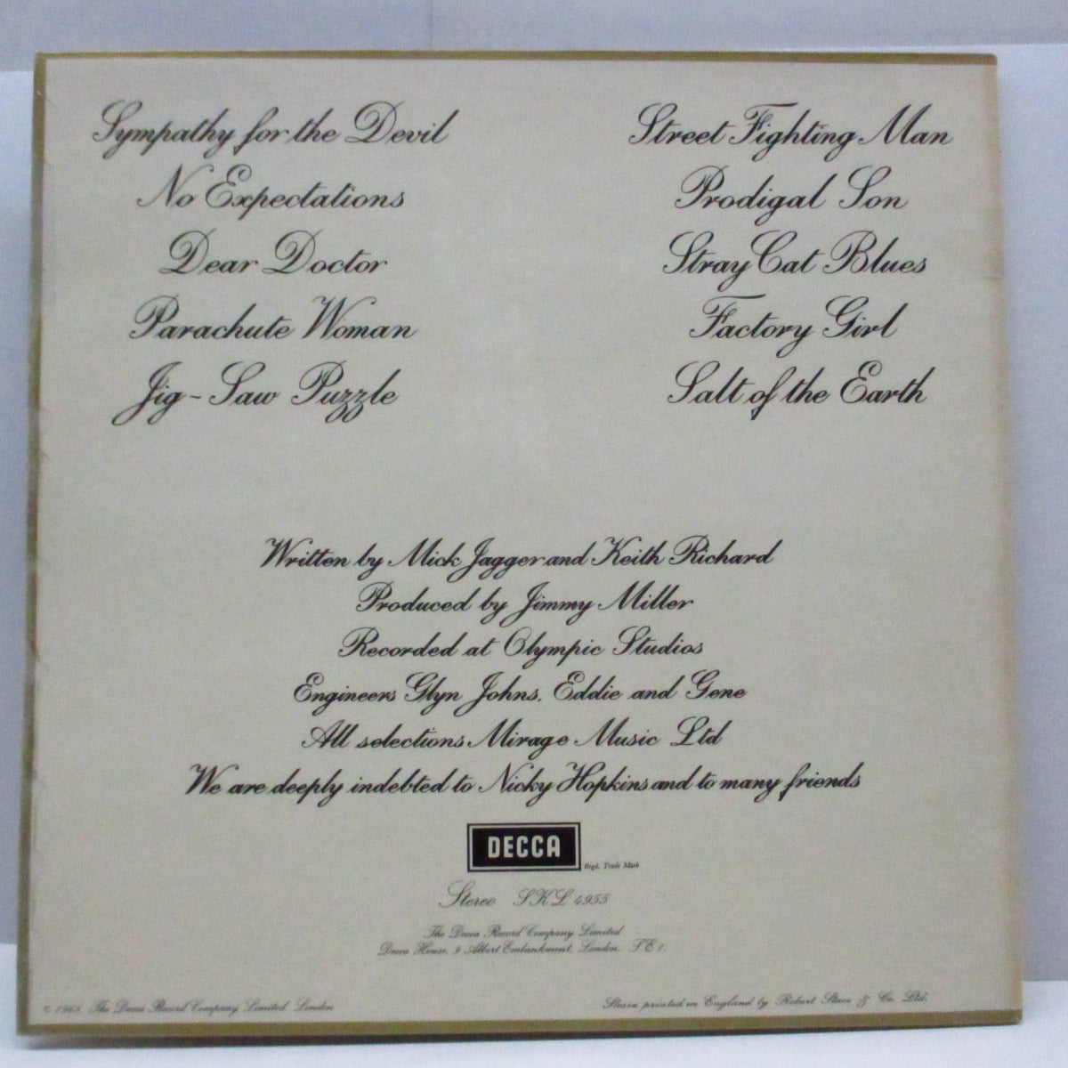 ROLLING STONES (ローリング・ストーンズ)  - Beggars Banquet (UK '72 再発「ボックスロゴ」ステレオLP/表面コーティング見開ジャケ)