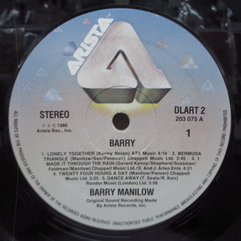 BARRY MANILOW (バリー・マニロウ) - Barry (UK オリジナル LP+Inner)
