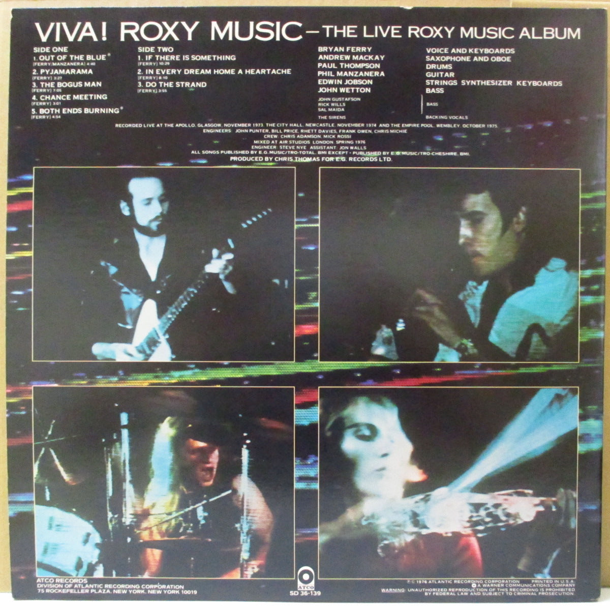 ROXY MUSIC (ロキシー・ミュージック)  - Viva! Roxy Music The Live Roxy Music Album (US 80's Reissue  LP+Inner/GS)