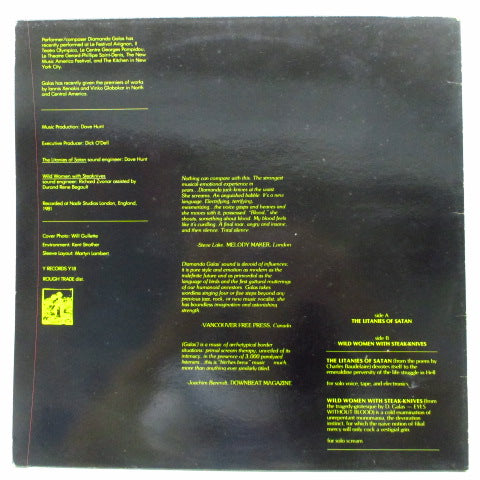 DIAMANDA GALAS (ディアマンダ・ガラス) - The Litanies Of Satan (UK オリジナル LP)
