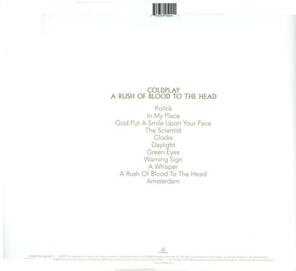 COLDPLAY (コールドプレイ)  - A Rush Of Blood To The Head (EU 限定復刻再発180グラム重量 LP/NEW)