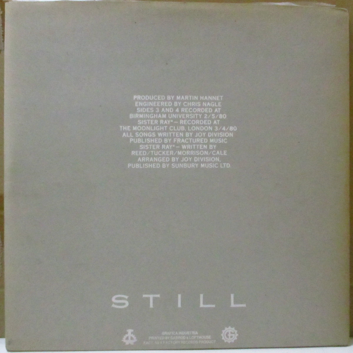 JOY DIVISION (ジョイ・ディヴィジョン)  - Still (UK オリジナル 2xLP+インナー/グレー・エンボス見開きジャケ)