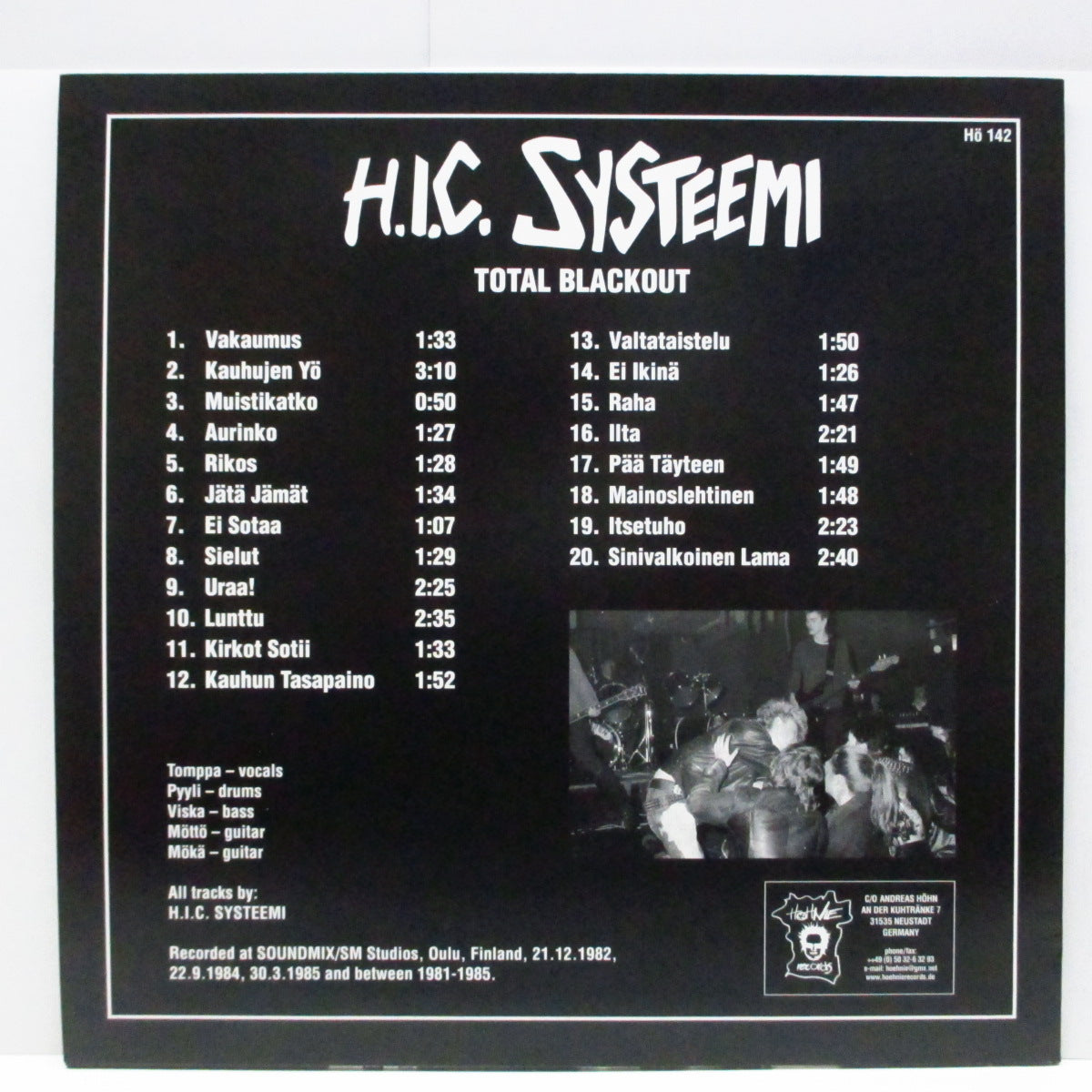 H.I.C. SYSTEEMI (H.I.C. システム)  - Total Blackout (German 300 Ltd.Black Vinyl LP+Insert)