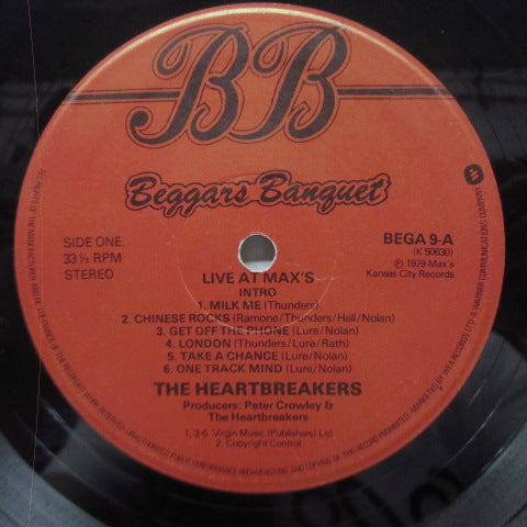 JOHNNY THUNDERS & THE HEARTBREAKERS (ジョニー・サンダース & ザ・ハートブレーカーズ)- - Live At Max's Kansas City (UK オリジナル LP/インナー無)