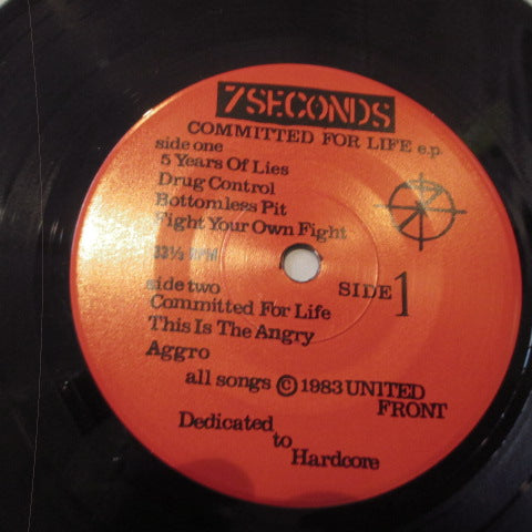 7 SECONDS (セブン・セカンズ ) - Committed For Life E.P. (US 80's 6th プレス? 7"+オレンジ＆レッドジャケ) '83年セカンド EP !