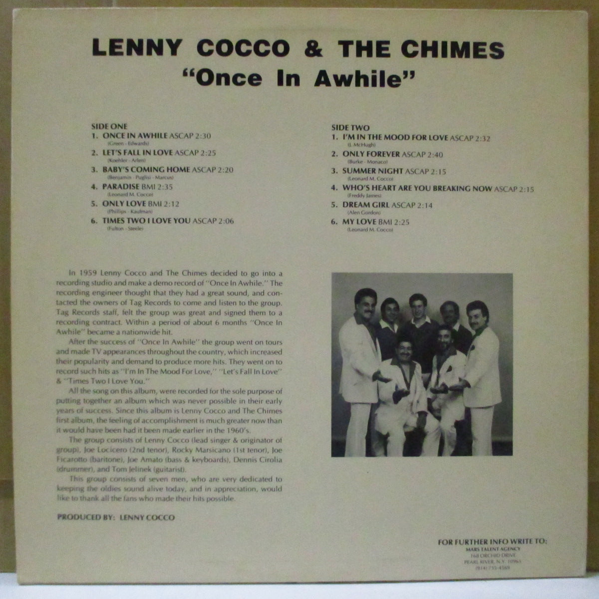 CHIMES (LENNY COCCO & THE) (チャイムス)  - Once In A While (US Orig.LP)