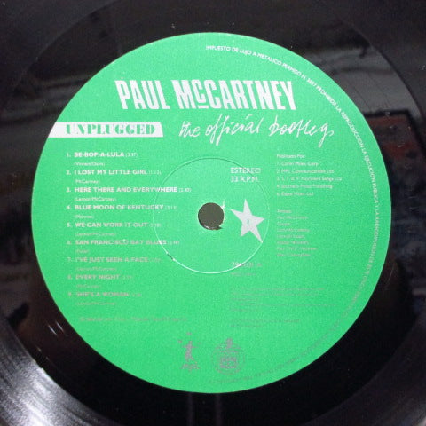 PAUL McCARTNEY (ポール・マッカートニー）- Unplugged : The Official Bootleg (EU 限定ナンバリング入り LP) '91年1月25日、ロンドンのライムハウス・スタジオ録音 !