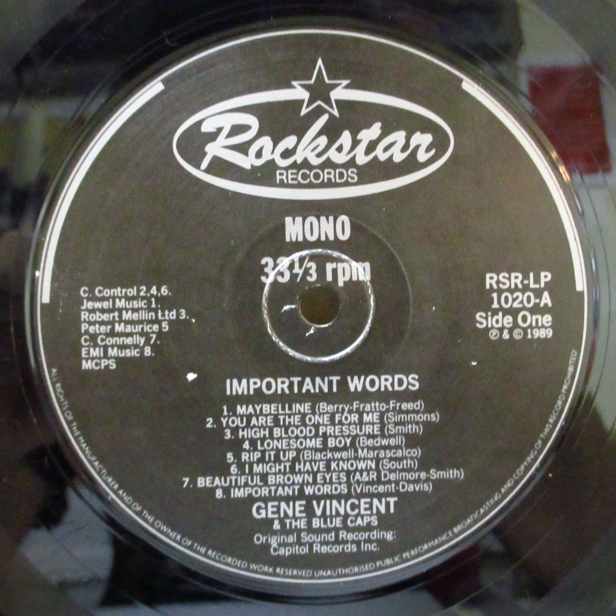 GENE VINCENT (ジーン・ヴィンセント)  - Important Words (UK Orig.LP)