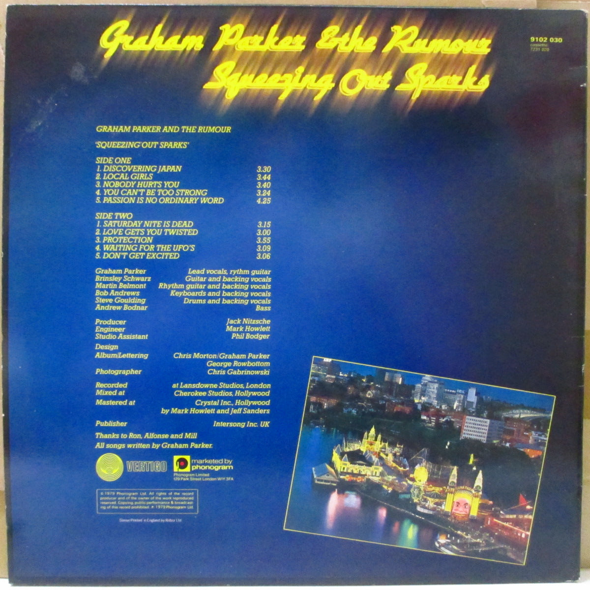GRAHAM PARKER (グレアム・パーカー)  - Squeezing Out Sparks (UK オリジナル LP+光沢ソフト紙インナー)