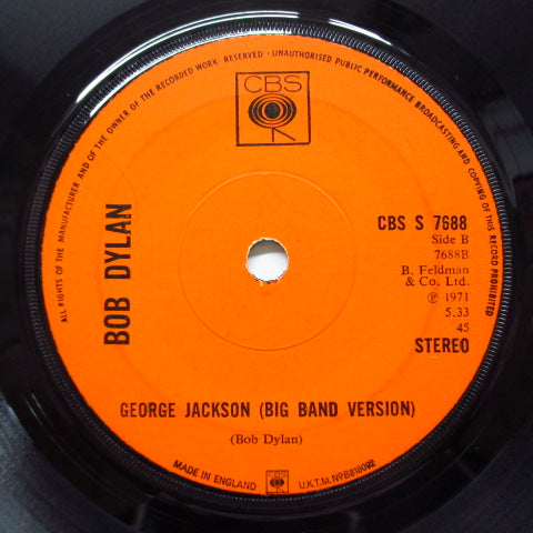 BOB DYLAN (ボブ・ディラン)  - George Jackson - 2 Version (UK オリジナル「フラットセンター」 7インチ)