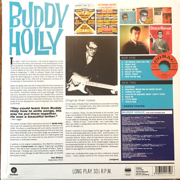 BUDDY HOLLY (バディ・ホリー)  - Second Album (EU 限定復刻再発 180g LP/New) 58年ソロ名義デビュー・アルバム