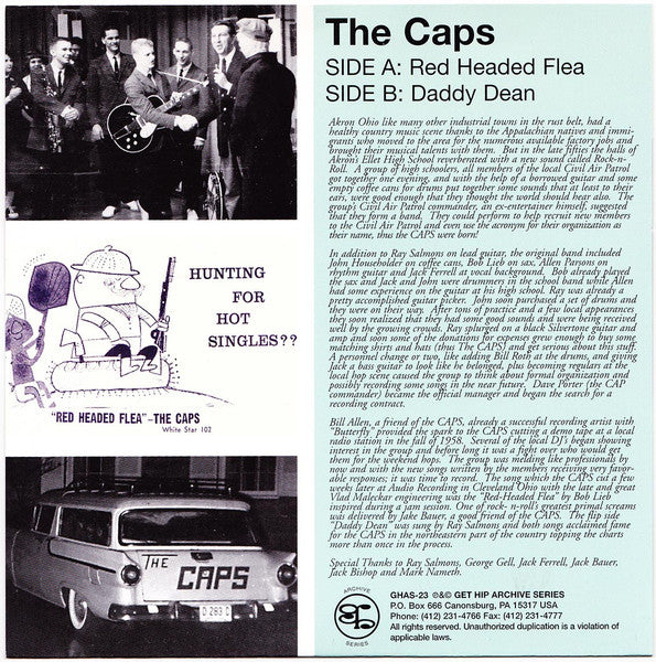 CAPS, THE (ザ・キャップス)  - Red Head Flea / Daddy Dean (US 限定ジャケ付再発 7"/New) ラスヴェガス・グラインド系R&Rインスト