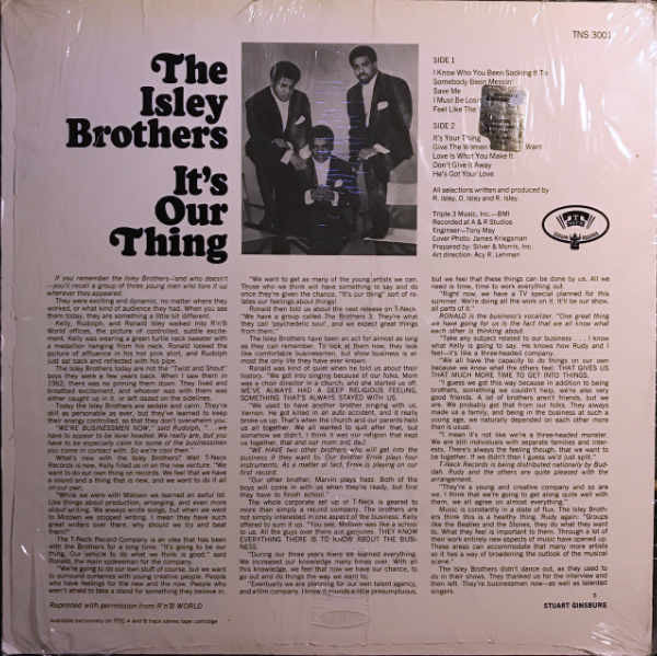 ISLEY BROTHERS (アイズレー・ブラザーズ)  - It’s Our Thing (US 限定復刻再発 LP/New)'69年名作アルバム！