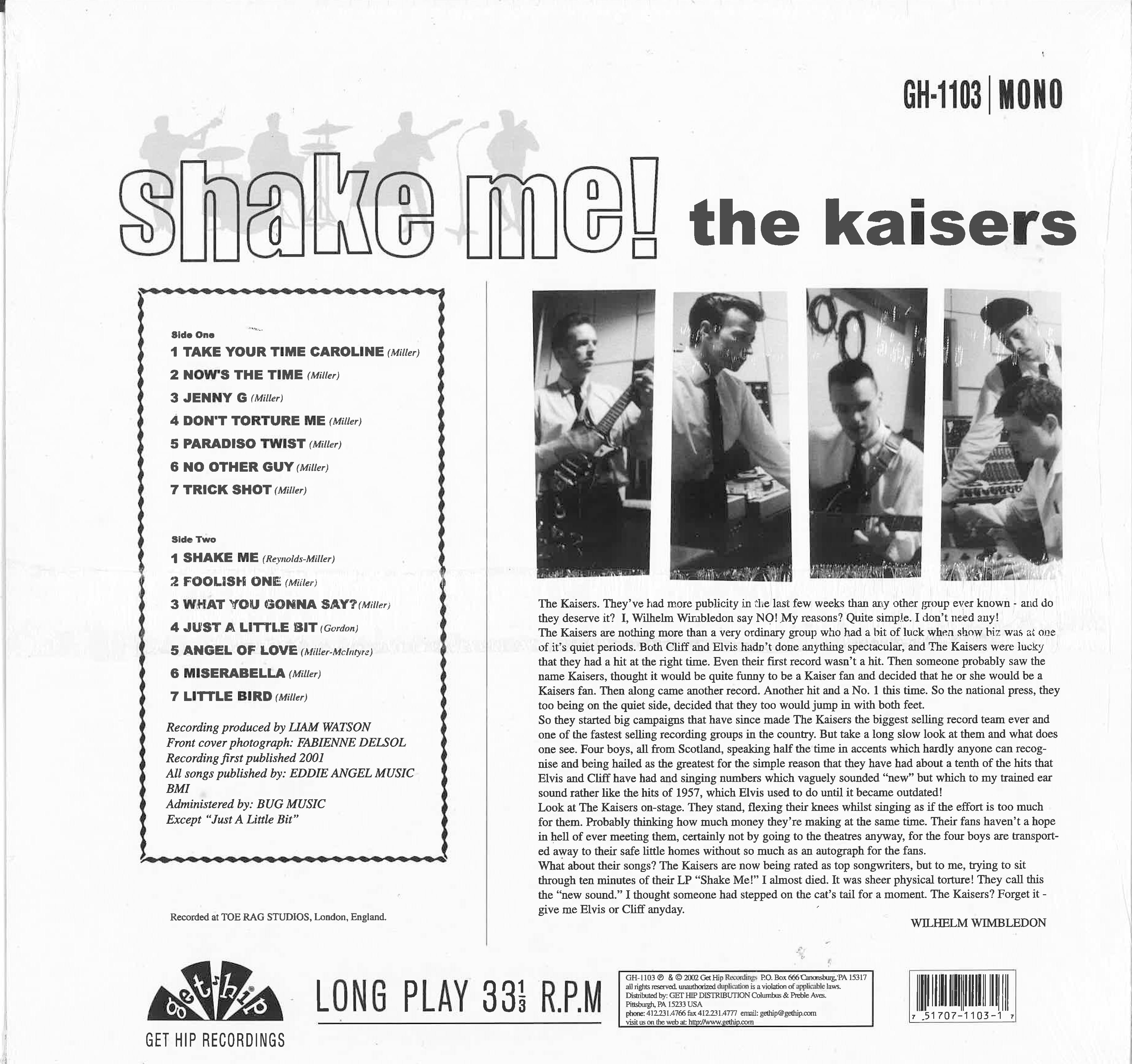 KAISERS (カイザーズ)  - Shake Me ! (US 限定180g重量モノラル LP/New)'02年6作目アルバム！
