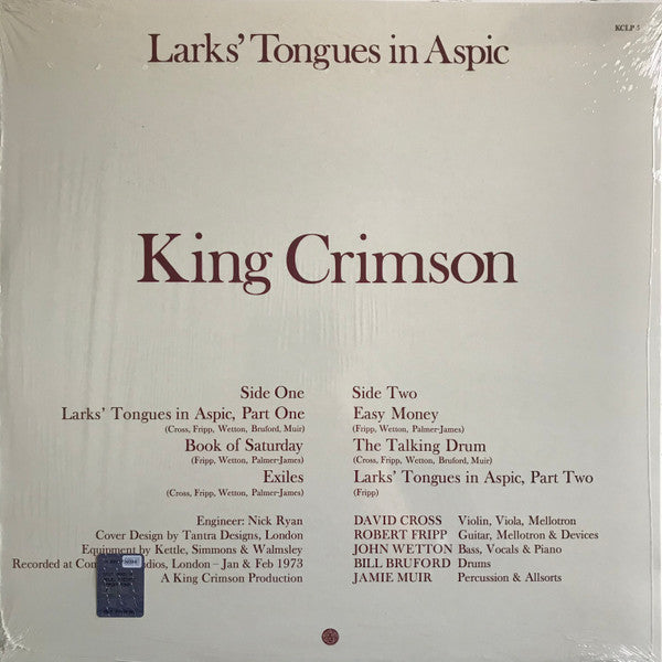 KING CRIMSON (キング・クリムゾン)  - Larks' Tongues In Aspic (UK 限定リマスター再発 200g LP/New)