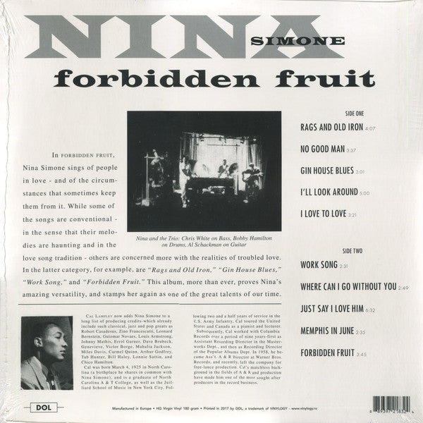 NINA SIMONE (ニーナ・シモン)  - Forbidden Fruit (EU 限定復刻再発「HQ＝高音質」 180g HQ Vinyl LP-見開きジャケ/New) 61年名作スタジオ録音アルバム